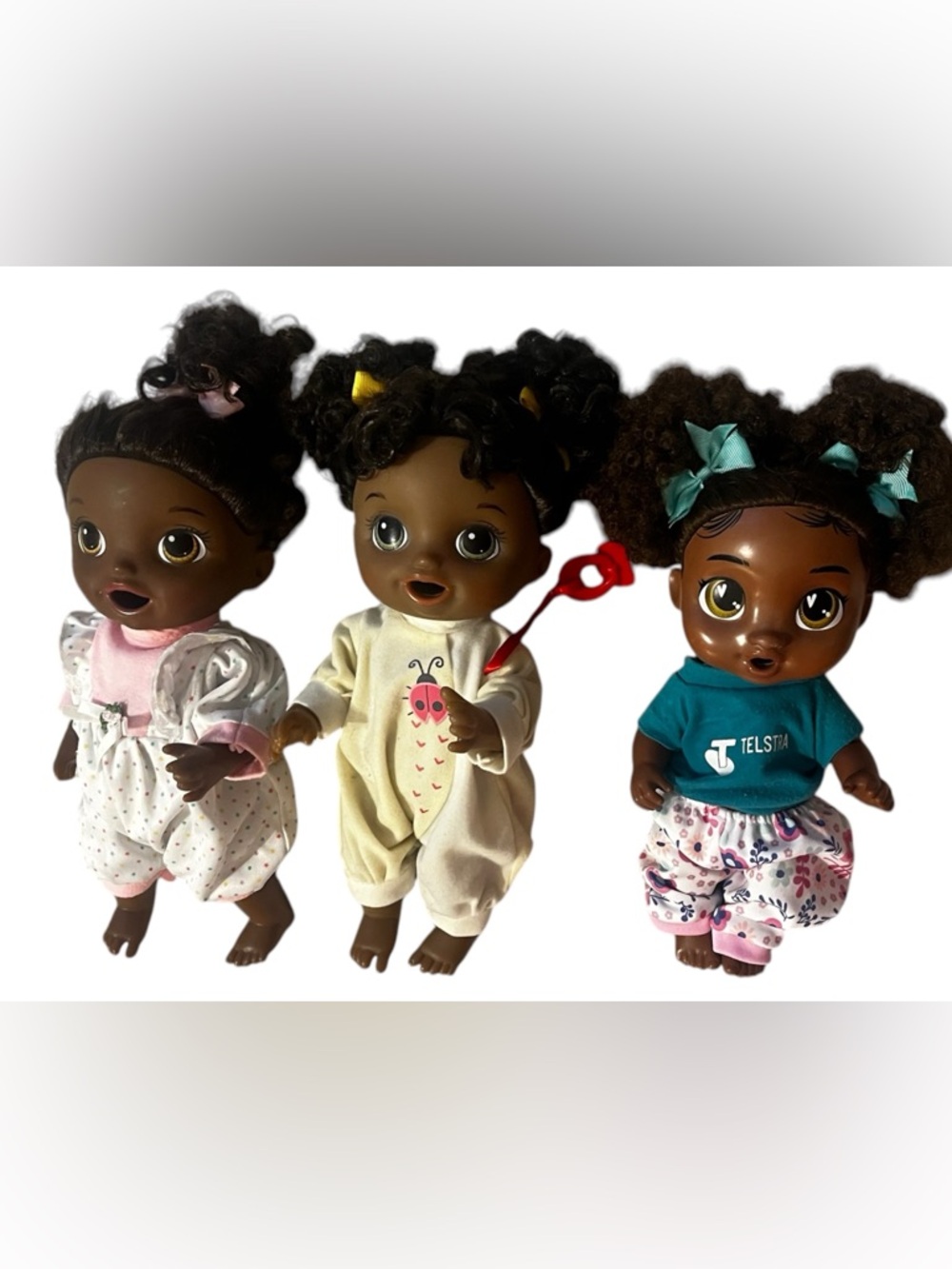 3 Hasbro Baby Alive Dolls Duo Pacifier African American & removable Outfits